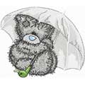 Teddy Bear under rain machine embroidery design